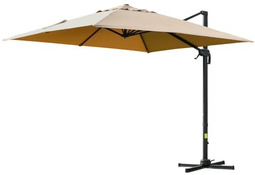 CILVANI Ombrellone 360 Gradi Rettangolare da Giardino, Pieghevole e Regolabile 3X4 ECRU