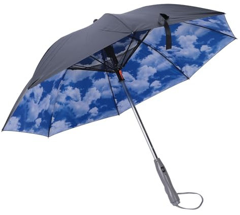 Pyhodi Parapluie de Voyage avec Ventilateur et Brumisateur, Parasol Anti-UV avec Ventilateur, Parasol Rechargeable par USB, Interface de Type C, capacité de Batterie de 2600 MAh, pour