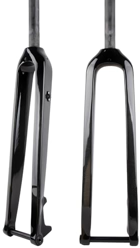 Wkantlaes Gloss Black/Straight,29, Fourche Rigide De VTT en Carbone Gravel Fourche Rigide Frein À Disque Axe Traversant 15X100mmfourche Avant 1-1/2'' Tube De Direction Droit/Cône sans Filetage