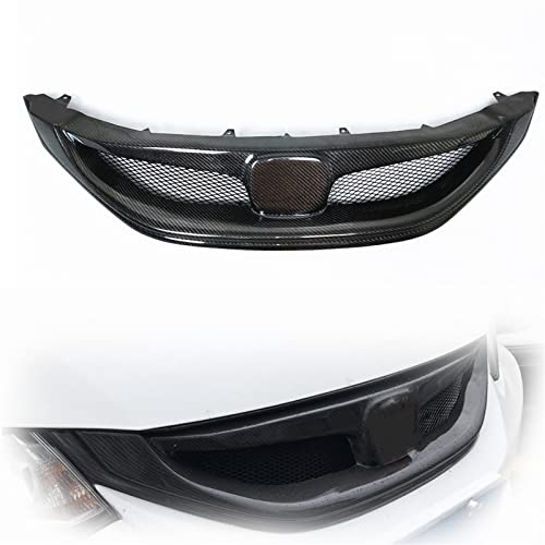 WILSEM Echtkohlefaser Frontgrill Grill Auto Obere Stoßstange Haube Kühler Mesh Grid Für Für Civic Sedan SI 2013-2015 9. 4 Tür