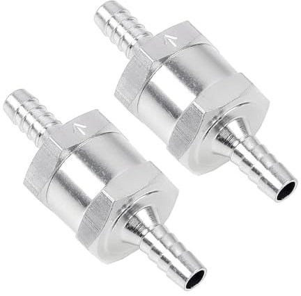 2 Stück Rückschlagventil aus Aluminium für Benzin, 8mm Rücklaufventil in Chrom für Auto Niederdrucksystem
