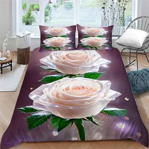 TMMDH Bettwäsche 140x200 Bettbezug Winter Bettwäsche-Sets Blume 3D Muster Weich Baby bettwäsche Set Hypoallergen Kinder bettwäsche mit 2 Kissenbezüge 80x80 cm