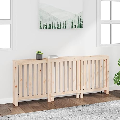 puraday Heizkörperverkleidung 210x21x85 cm Heizung Heizkörper Abdeckung Praktische Ablage Heizungsabdeckung Heizungsverkleidung Radiator Cover Schlafzimmer Wohnzimmer Braun Massivholz Kiefer