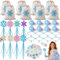 Toyssa Frozen Party Mitgebsel Kindergeburtstag mit Elsa Zauberstab Bastelset Aquarellstifte Kordelzugbeutel Schneeflocke Armbänder Ring Aufkleber Frozen Prinzessin Give Aways Eiskönigin Gastgeschenke