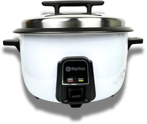 Maya Range Commercial Electric Rice Cooker & Steamer - 6.6L (37 Cups) Keep Warm Function, Removable Non stick Bowl, Stainless Steel Lid, Easy To Clean, Measuring Cup & Spoon 2500W