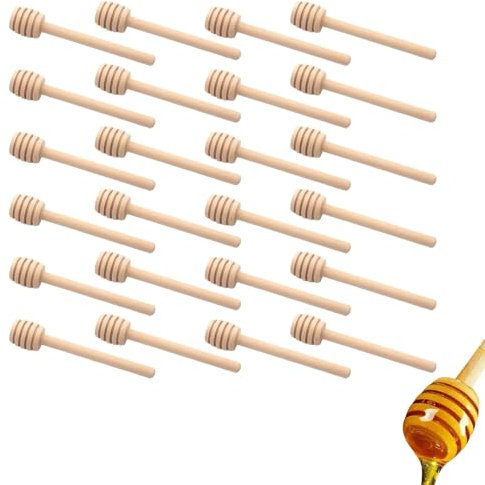 24 Pcs Wooden Honey Dippers, Wooden Honey Sticks, Small Wood Honey Spoon Honey Stir Stick for Dispensing Drizzle Honey Stick Honey Drizzler