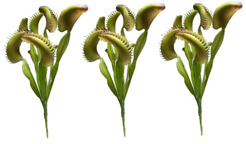 CNAFGBGG Venus Flytrap, 3pcs 15,8 Zoll künstliche Venus-Fliegen-Trap-Pflanzen, lebensechter 8-Kopf-Venus-Fliegenfalle-Kostüm, Wiederverwendbare Kunstpflanzen für Büro-Heimtisch Vase Garden Innenräume