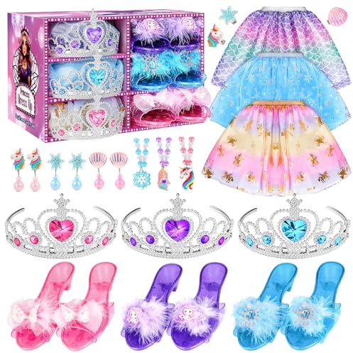Dreamon Scarpe Principessa Bambina, Costume Principessa Bambina Vestito Carnevale Vestiti Adatto per 3 4 5 6 Anni Regali Halloween Natale