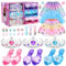 Dreamon Prinzessin Schuhe Mädchen, Stöckelschuhe Kinder Prinzessinnen Schuhe Kostüm Kinder Faschingskostüme Spielzubehör Weihnachten Geschenk Für 3 4 5 6 Jahre