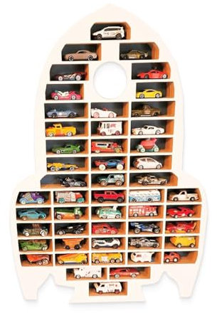 MOLILAND Sammlervitrine Fächer Setzkasten Holz Sammelbox Car Display Rocket 70S, Kinderzimmerdekoration, Kinderzimmerdekoration, Hängende Ablage für Zubehör und Spielzeug