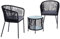 ESTEXO Balkonmöbel Set 2 Personen - Bistro Set Boho Style mit Balkontisch & Zwei Stühlen - Rope Geflecht inkl. Sitzauflagen - Outdoor Sitzgruppe für Balkon & Terrasse (Schwarz)