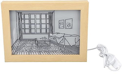 TOPINCN Leuchten Malerei, 3 Farbmodi Helligkeit Verstellbares LED -Nachtlicht, USB -Ladung, Wandkunst Nachttätigkeit mit Nachahmung Sonnenlicht, Skizzes Anime -Bild für Wohnzimmer, (#1)