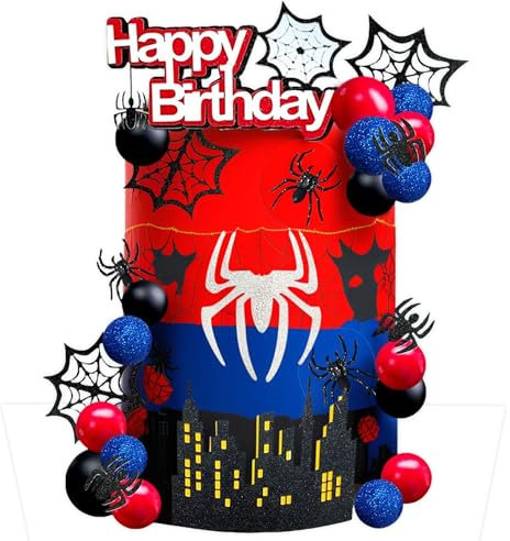 JeVenis Superhero Birthday Cake Decoration Hero Spider Cake Topper Superhero Party Favors Cupcake Cake Decoration Spider Cake Decoration