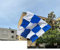 Bandera de Nápoles a cuadros, blanco y azul, con barra, tejido cosido