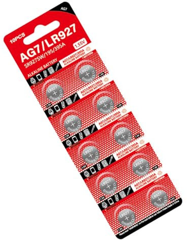 HXNH 10Pcs AG7 Button Cell Batteries 1.55V LR57 LR927 395 SR927W SR57 SR927 V399 Batteries Coin Replacement for Watch Digital Recorder Button