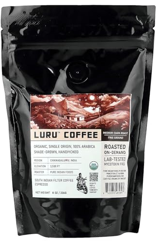 Luru™ Coffee, Fine Ground, Medium-Dark Roast, 8 oz (226 g), Pure Indian Foods
