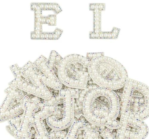Perlen Buchstaben Aufkleber, 52 Stück Selbstklebende Strass Alphabet Aufnäher mit AZ-Glitzer, Buchstaben Sticker für DIY-Projekte An Kleidung, Taschen, Rucksäcken, Jeans und T-Shirts