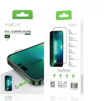 Rixus Clear HD Full Curved Edge Tempered Glass For iPhone 14, 13, 13 Pro, 16e