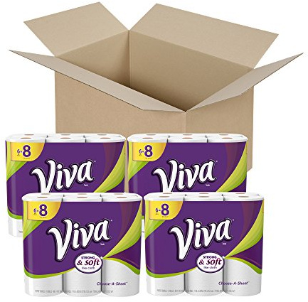 Viva choose-a-sheet rollo de toallas de papel grandes Plus, 24 Big Rolls (Pack of 4), White Choose-a-Size, 4