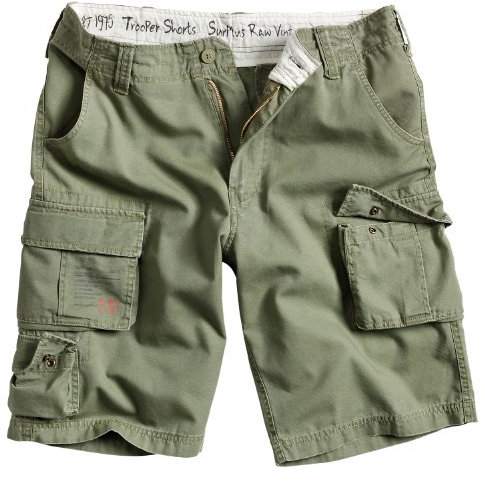 Surplus Raw Vintage Herren Cargo Trooper Shorts, Oliv, L