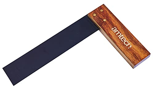 Amtech 9 Wooden Tri Square, Brass-Faced Handle with Steel Blade, Perfect for Measuring, Layout and Alignment in Carpentry and Joinery Work.