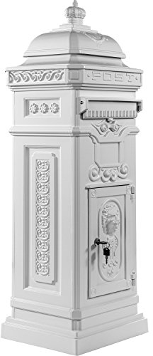 STILISTA boîte aux Lettres Antique sur Pied 102 cm, Aluminium, Couleur au Choix, Blanc