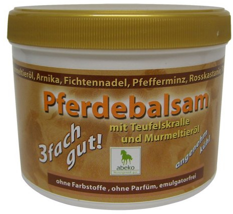 2 botes de bálsamo abeko para caballos con garra de diablo y aceite de canicas de 500 ml