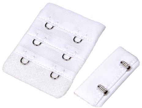 Porcelynne Nylon White Bra Hook and Eye Replacement Closure with Silver Hardware - 2 Rows - 1 1/2 Wide - 1 Pair