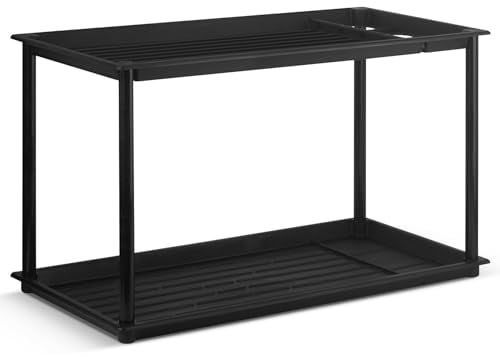 EHC Shoe Rack Organiser 2 Tier, Multi-Purpose Wellies Boot Tray With Umbrella Drip Stand, Free standing Shoe Storage