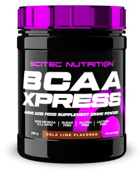 Scitec Nutrition BCAA Xpress, sans sucre, gluten et lactose, 5g de BCAA purs, récupération et croissance musculaire, ratio d'acides aminés 2:1:1, aromatisé et facile à mélanger, 280 g, Cola-Lime