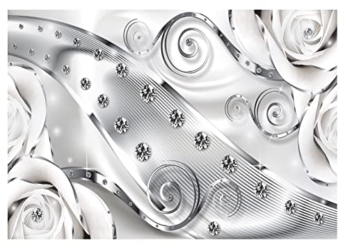 Forwall - Vlies Fototapete Blumen Abstrakt Diamanten Rosen Blume 368x254 cm - Fototapeten - Tapeten - für Wohnzimmer Schlafzimmer - Vliestapete Wandtapete Tapete 3D Effekt- inkl. Kleister