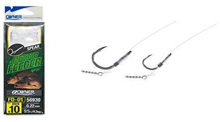 Owner Method Feeder Haken mit Speer - 6 gebundene Angelhaken zum Feederangeln, Feederhaken zum Friedfischangeln, Einzelhaken, Gr./Durchmesser/Tragkraft:Gr. 10/5.0kg /0.22mm