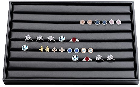 Oirlv Noir PU Cuir Plateaux à bijoux Organisateur de Bagues Plateaux D'affichage de Bagues,Plateaux Organisateur de Bijoux