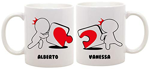 t-shirteria Coppia di tazze amore - personalizzabili con il [NOME] - idea regalo per l' innamorato - san valentino - una personalizzazione unica per la coppia