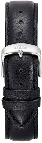 Sailor Damen Herren Leder Armband Basic Black schwarz BSL101-2020-20, Breite Armband:18mm (schmal), Farbe Edelstahl:Silber
