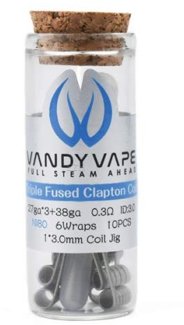 10x Vandy Vape Prebuilt Ni80 Triple Fused Clapton Coil 0.3 Ohm (27GAx3/38GA)