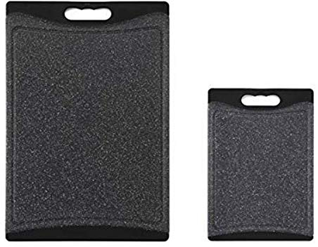 Home & Kitchen Essentials Schneidebretter, extra groß (45,1 x 29,8 cm) und mittel (29,8 x 19,7 cm), wendbar, Marmor-Granitgrau, BPA-frei, spülmaschinenfest, griffiger Griff und nicht porös