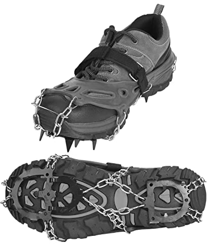 1 Paar Steigeisen Universal 14 Zähne Anti-Rutsch-Eisklampe Schuhgriffe Spikes zum Wandern Angeln Gehen Bergsteigen usw.(grau)