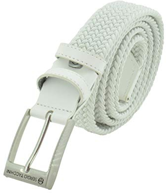 Sergio Tacchini Elastischer Geflochtener Gürtel Herren Damen, Gürtel mit Echtleder & Geschenkbox, Flechtgürtel für Jeans, Freizeit & Business
