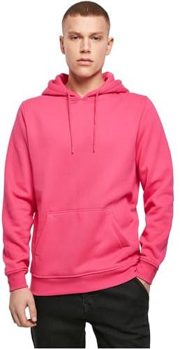 Build Your Brand Men's Heavy Hoody Hooded Sweatshirt, Hibiscus Pink, L