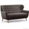 CAVADORE Zweisitzer-Sofa Abby / Klassisches Polstersofa mit Knopfverzierung / 153 x 89 x 88 / Strukturstoff, dunkelgrau