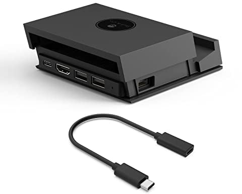 Skull & Co. Station D’Accueil Portable Jumpgate Pro avec Hub USB Détachable Adaptateur TV HDMI pour Nintendo Switch OLED, Smartphone et MacBook - Noir (avec Câble D'extension)