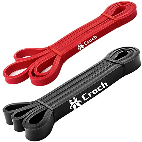 Resistance Bands Set aus Naturlatex als Widerstand und Unterstützung für Pull up mit Übungsanleitung, Krafttraining und Muskelaufbau Red + Black