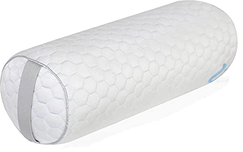 Kingnex Rollkissen für Knie, Beinstütze, Schlafkissen, geschredderte Latex-Füllung, Nackenrolle mit abnehmbarem Kühlbezug, 17 x 6 cm