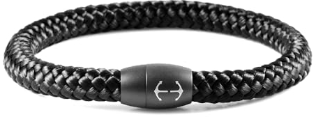 Segeltau Armband Geflochten Nautisch mit Magnetverschluss Seil Armbänder Maritim Surferarmband Galeara Nau (Nau - Schwarz, 195)