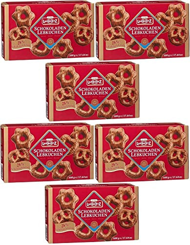 Lambertz Schokoladen Lebkuchen Vollmilch 6 x 500 gr. Herzen Sterne Brezeln