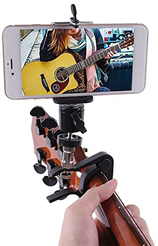 Smartphone Guitar Capo, Android and iP/hone Compatible Dock Headstock Neck Clamp, Guitar Head Clip for Acoustic and Electric Guitars