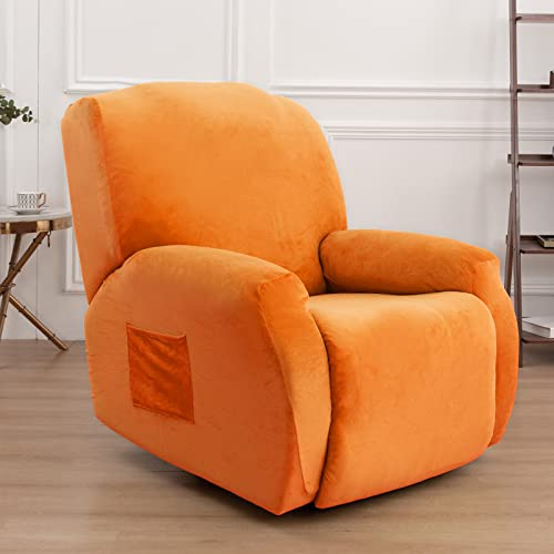 Sesselbezug mit Stauraum, Liegestuhlhusse für Ledersofa, waschbarer Lehnstuhlbezug mit elastischen Bändern (Orange)