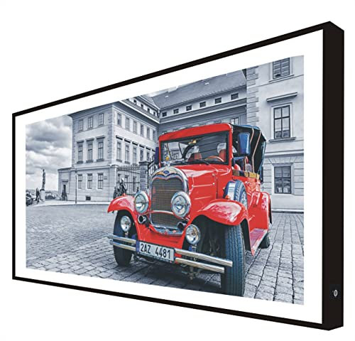 CCRETROILUMINADOS Bild mit Holzrahmen, schwarz lackiert, mit LEDs, Vintage-Auto