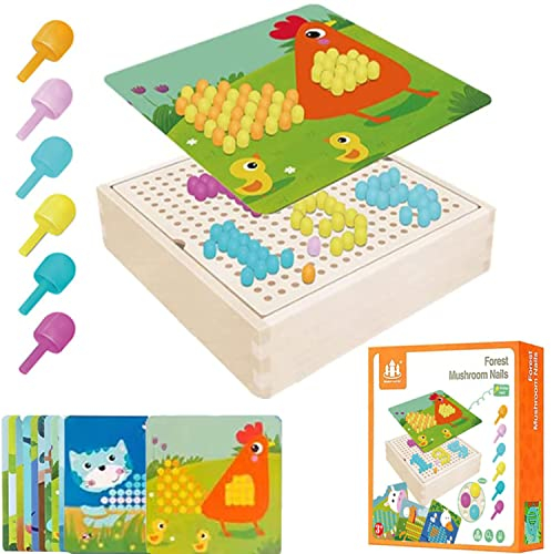 Mosaik Steckspiel für Kinder,Lernspielzeug Geschenk Farbe Matching Mosaik-Steckplatte,Steckmosaik mit 240 Steckperlen,Bunte Steckspiel Pädagogische Baustein für Jungen Mädchen ab 2 Jahre
